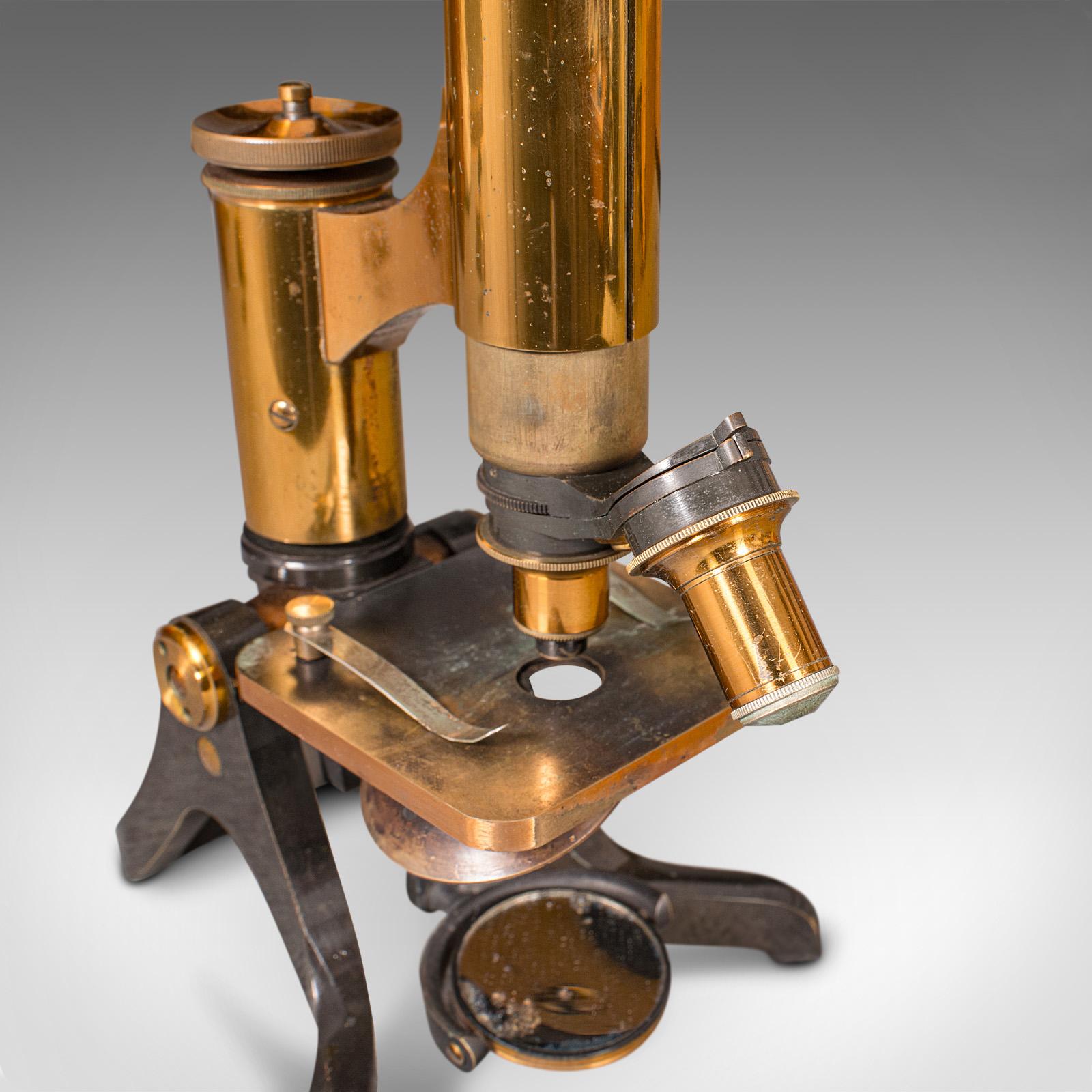 Antique Scholar's Microscope, English, Brass, Scientific Instrument, Victorian For Sale 2