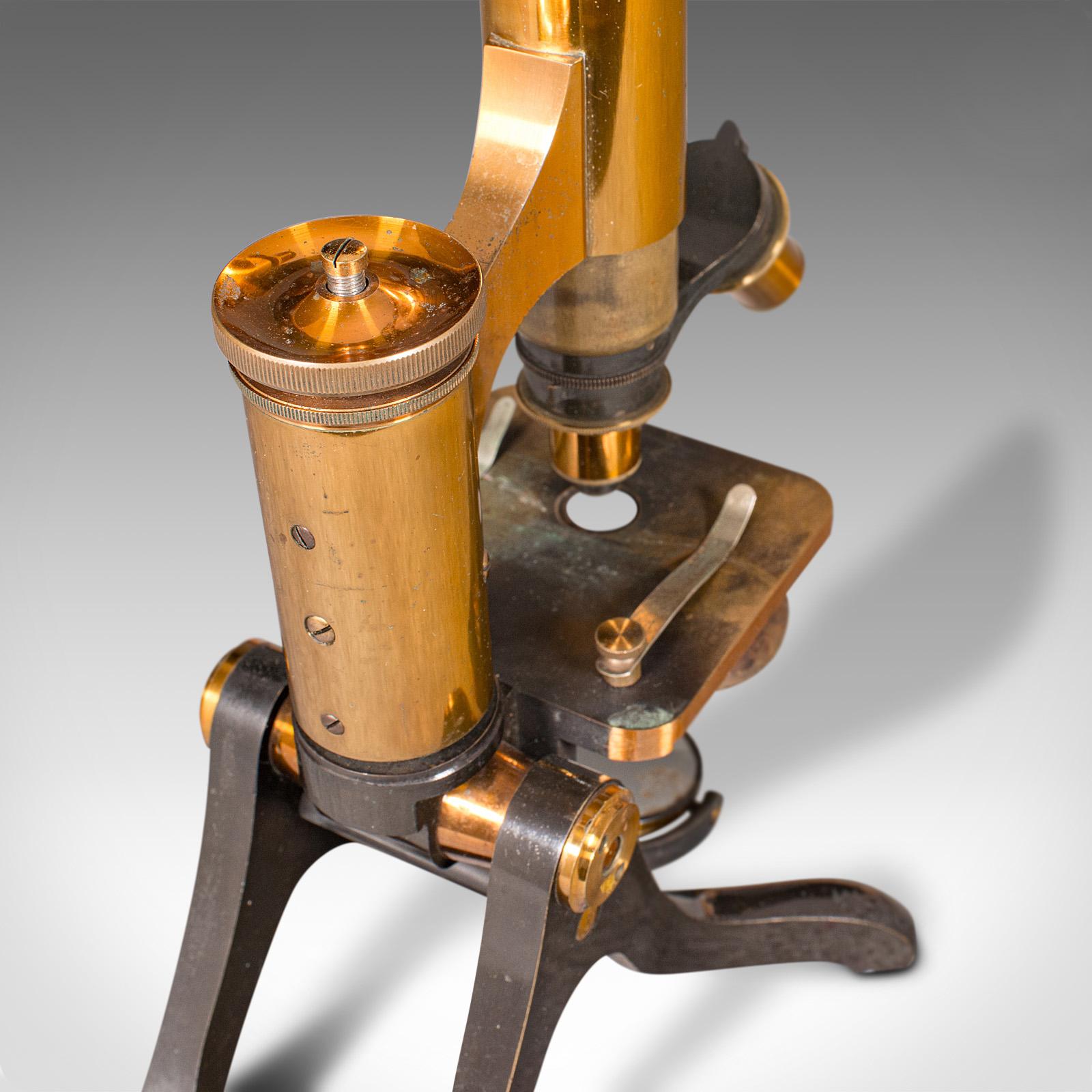 Antique Scholar's Microscope, English, Brass, Scientific Instrument, Victorian For Sale 3