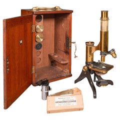 Vintage Scholar's Microscope, English, Brass, Scientific Instrument, Victorian
