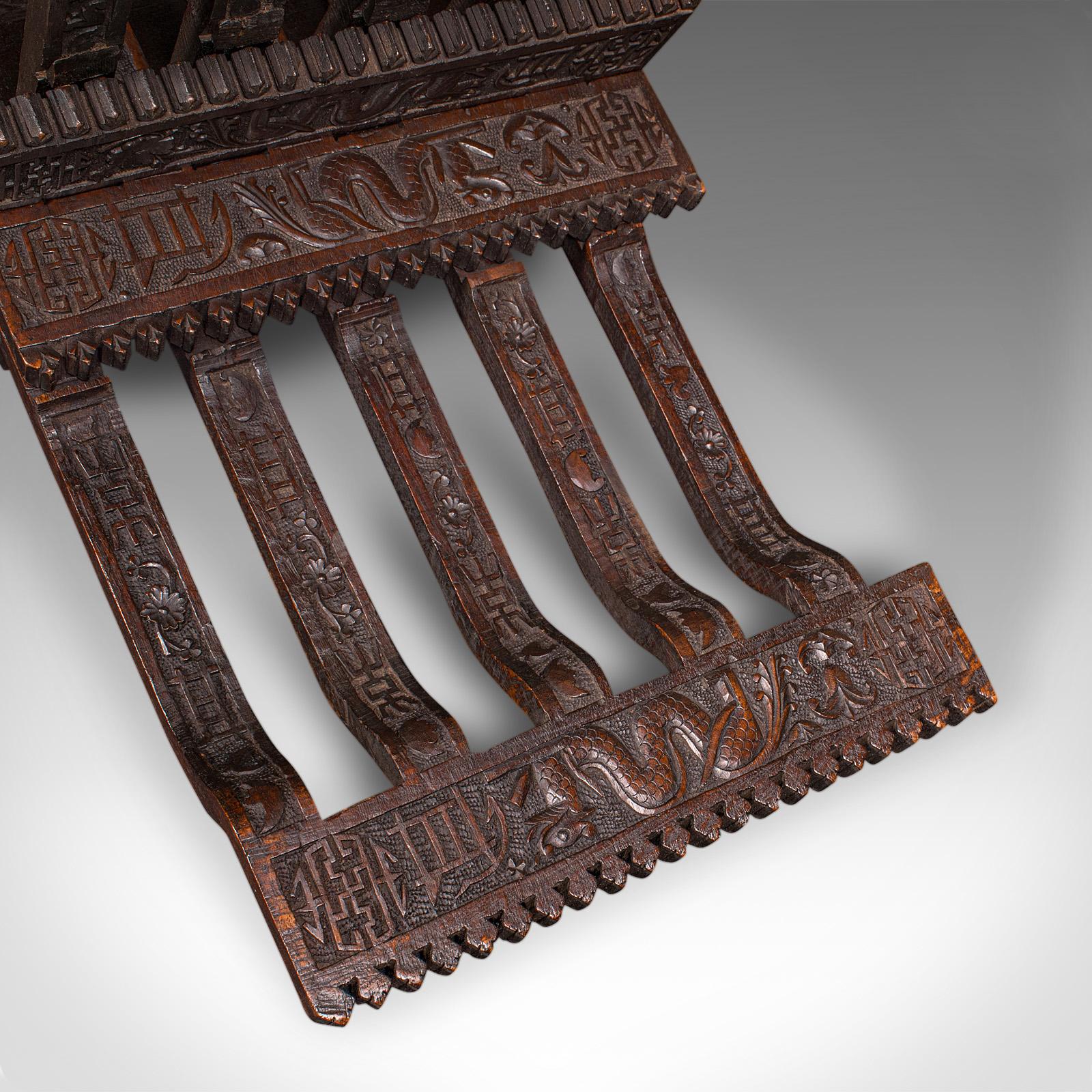 Mahogany Antique Scholar’s Reading Stand, Oriental, Folding Book Pedestal, Victorian For Sale
