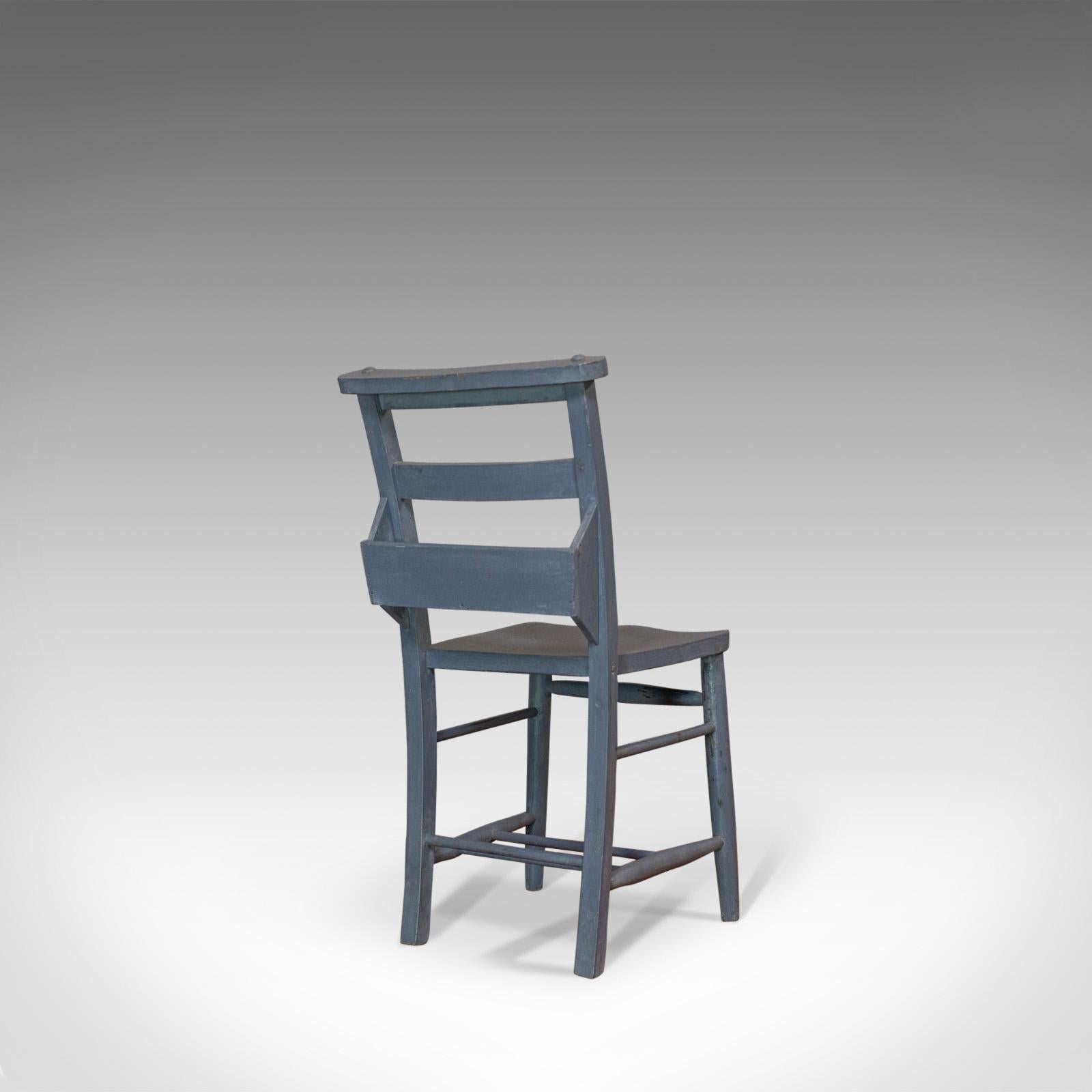 Painted Antique School Chair, English, Victorian, Beech, Educational, Seat, circa 1900