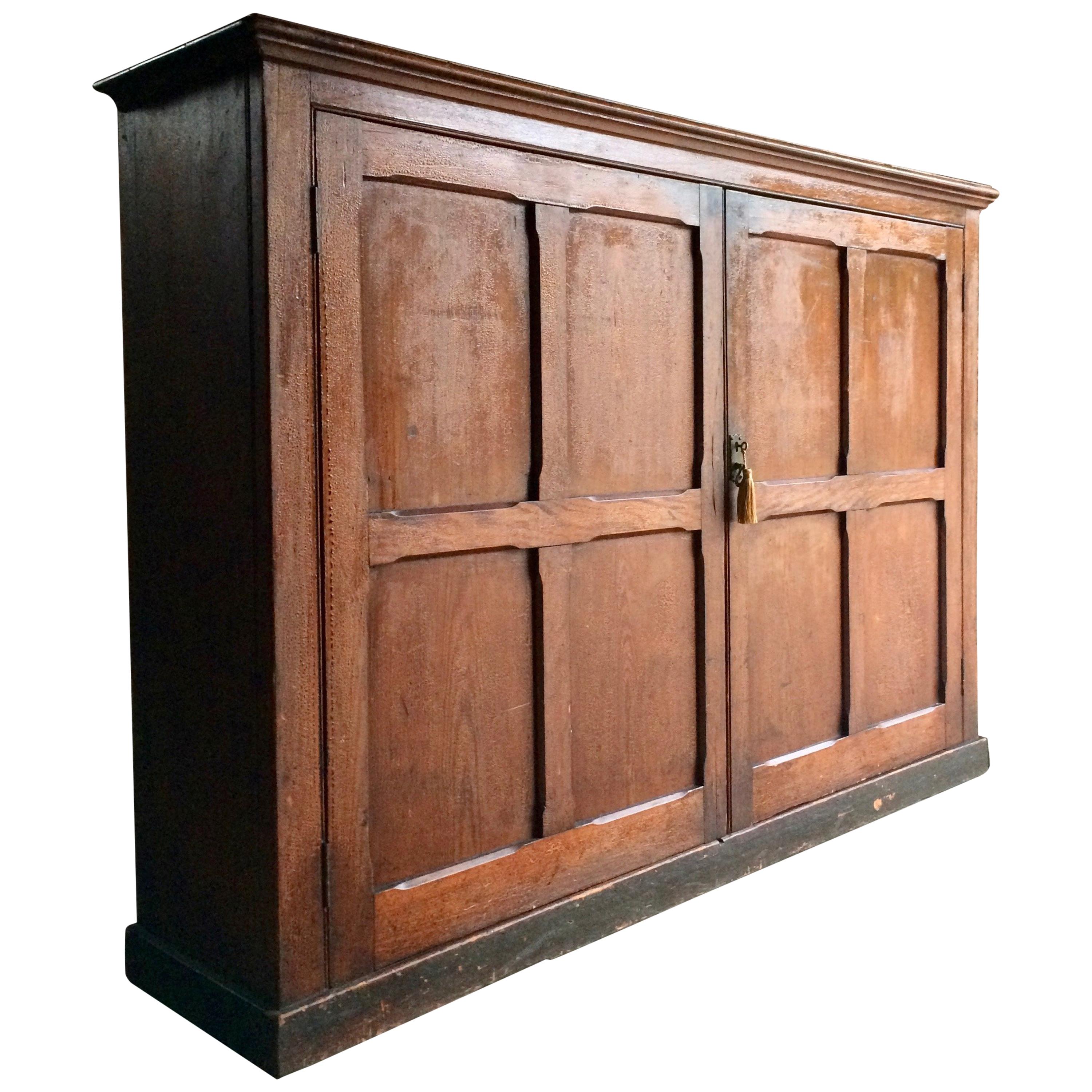 Antique School Cupboard Solid Pine Victorian 19th Century, circa 1875