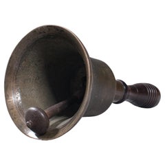 Vintage Schoolmaster's Hand Bell, English, Brass, Lignum Vitae, Victorian, 1850