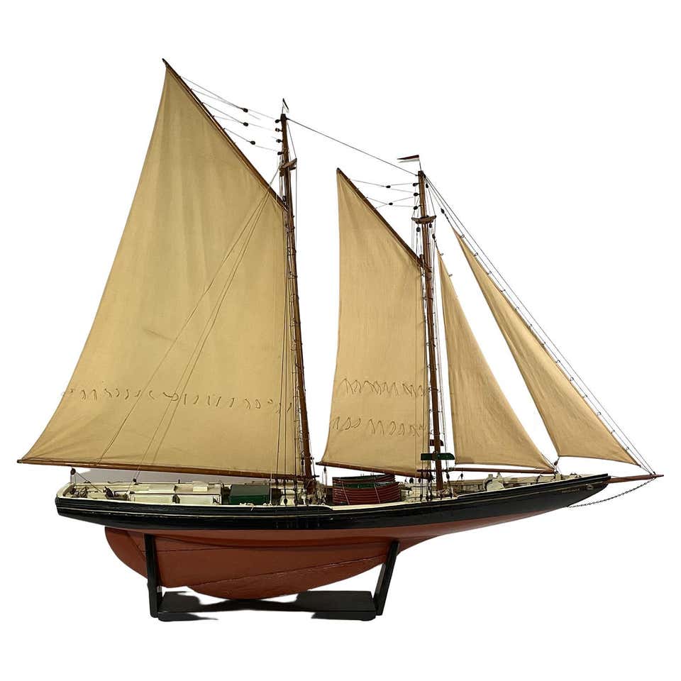 Victorian Schooner Ship Model in Glass Case For Sale at 1stDibs ...