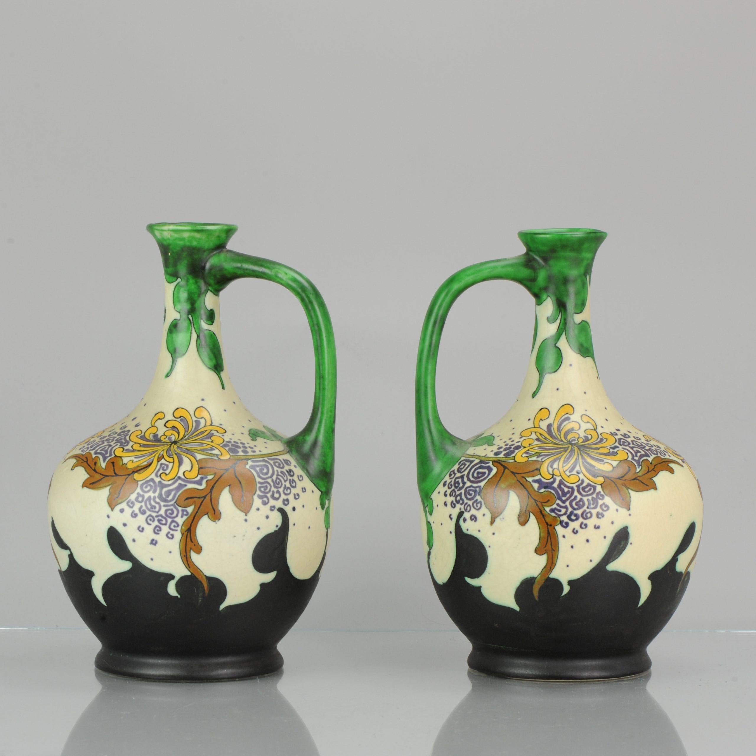 Néerlandais Anciennes pichets en faïence néerlandaise Schoonhoven Plateel vers 1920-1930 Gouda en vente