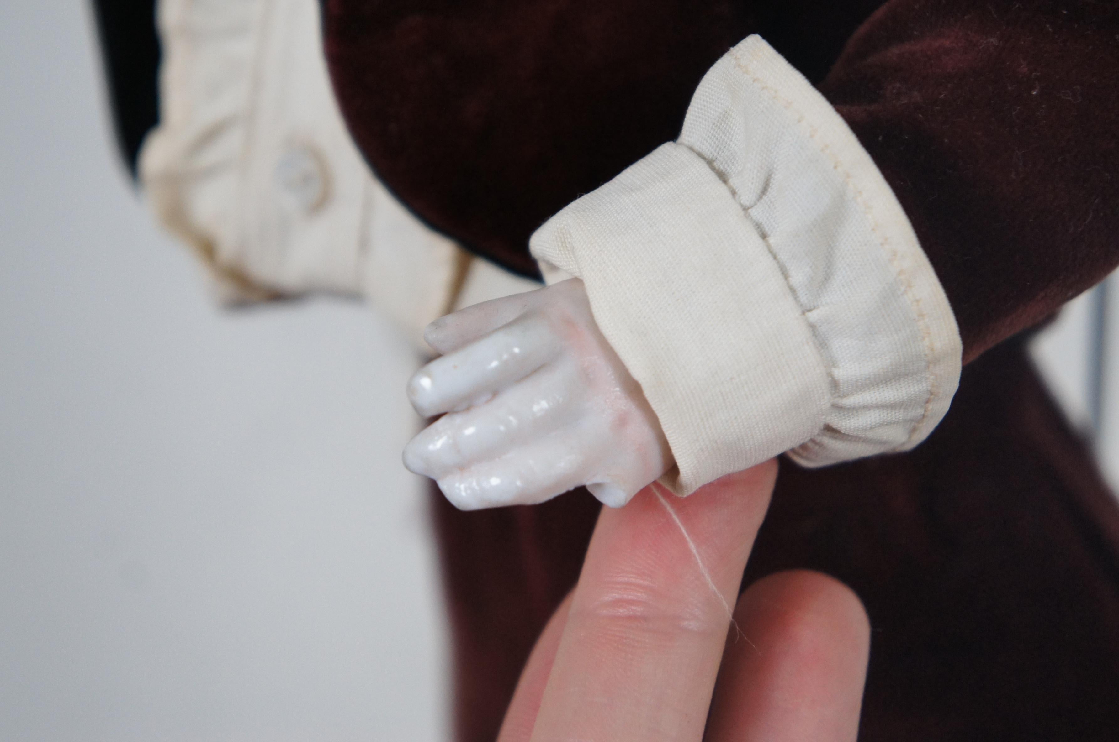 Victorian Antique Schutz-Marke Celluloid Head Leather Body Boy Doll Scotch Bonnet For Sale