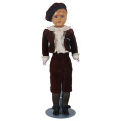 Antiker Schutz-Marke Zelluloidkopf Leder Body Boy Doll Scotch Bonnet mit Zelluloidkopf