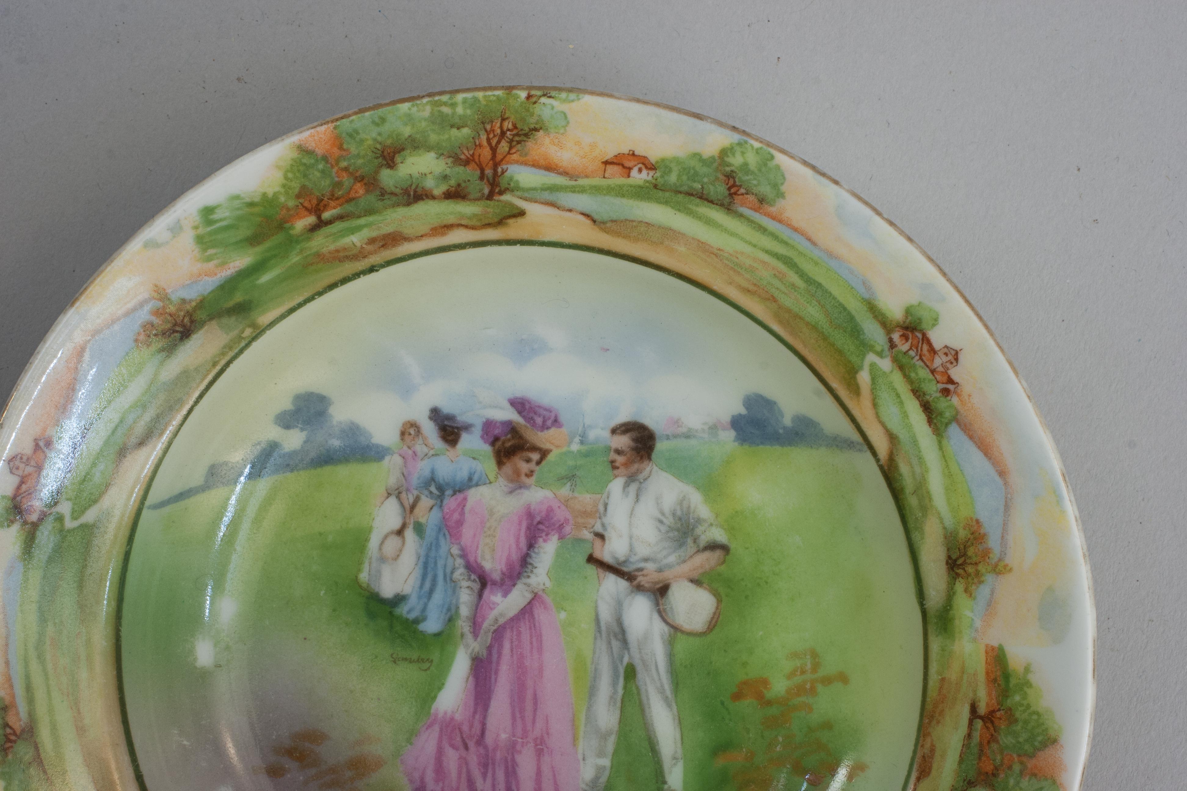 Plato de tenis antiguo Schwarzburg siglo XIX