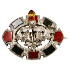 Antique Scotch Pebble And Silver Brooch dated Circa 1890
