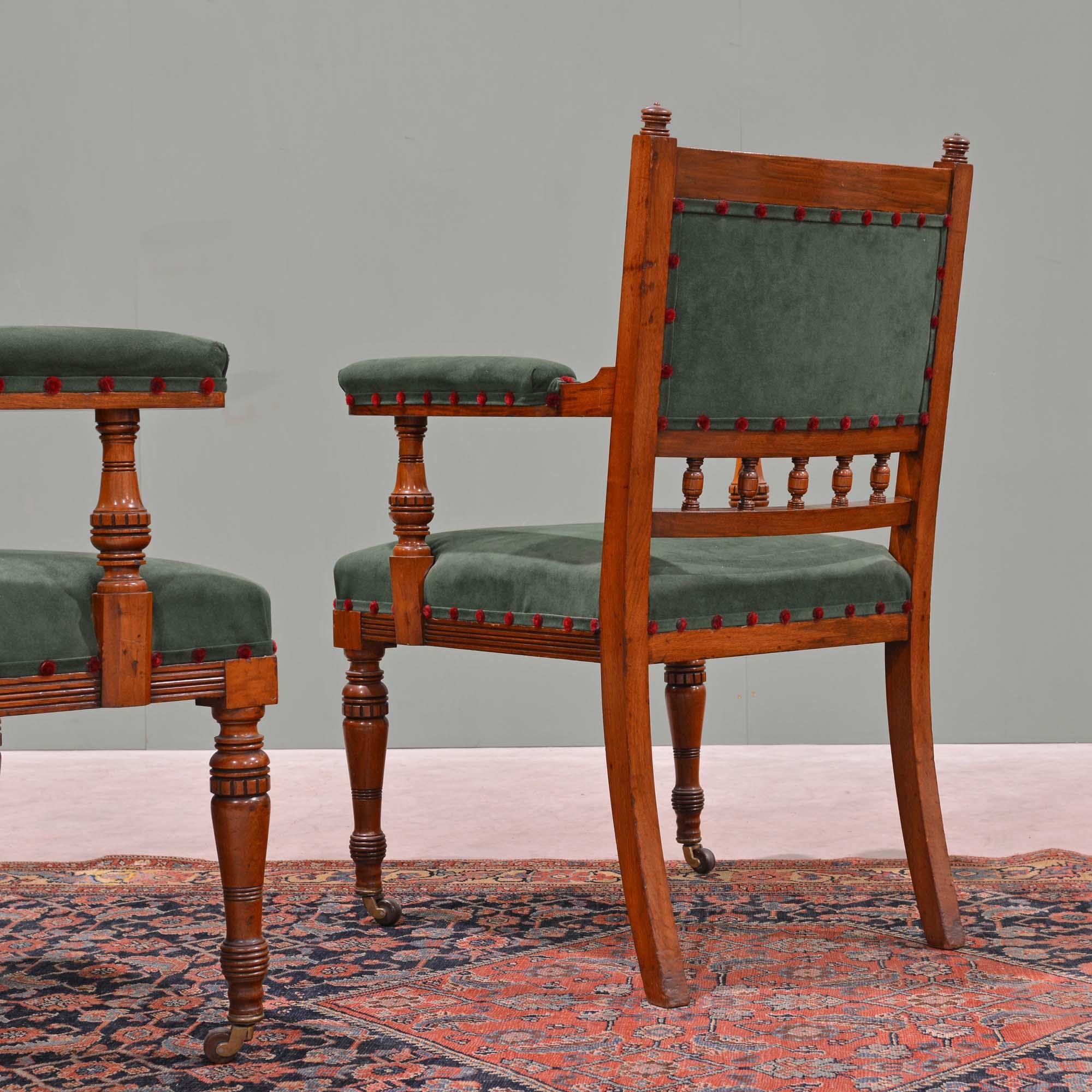 Antique Scottish 19th century walnut armchairs by J. & T. Scott, Edinburgh For Sale 2