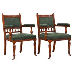 Antique Scottish 19th century walnut armchairs by J. & T. Scott, Edinburgh