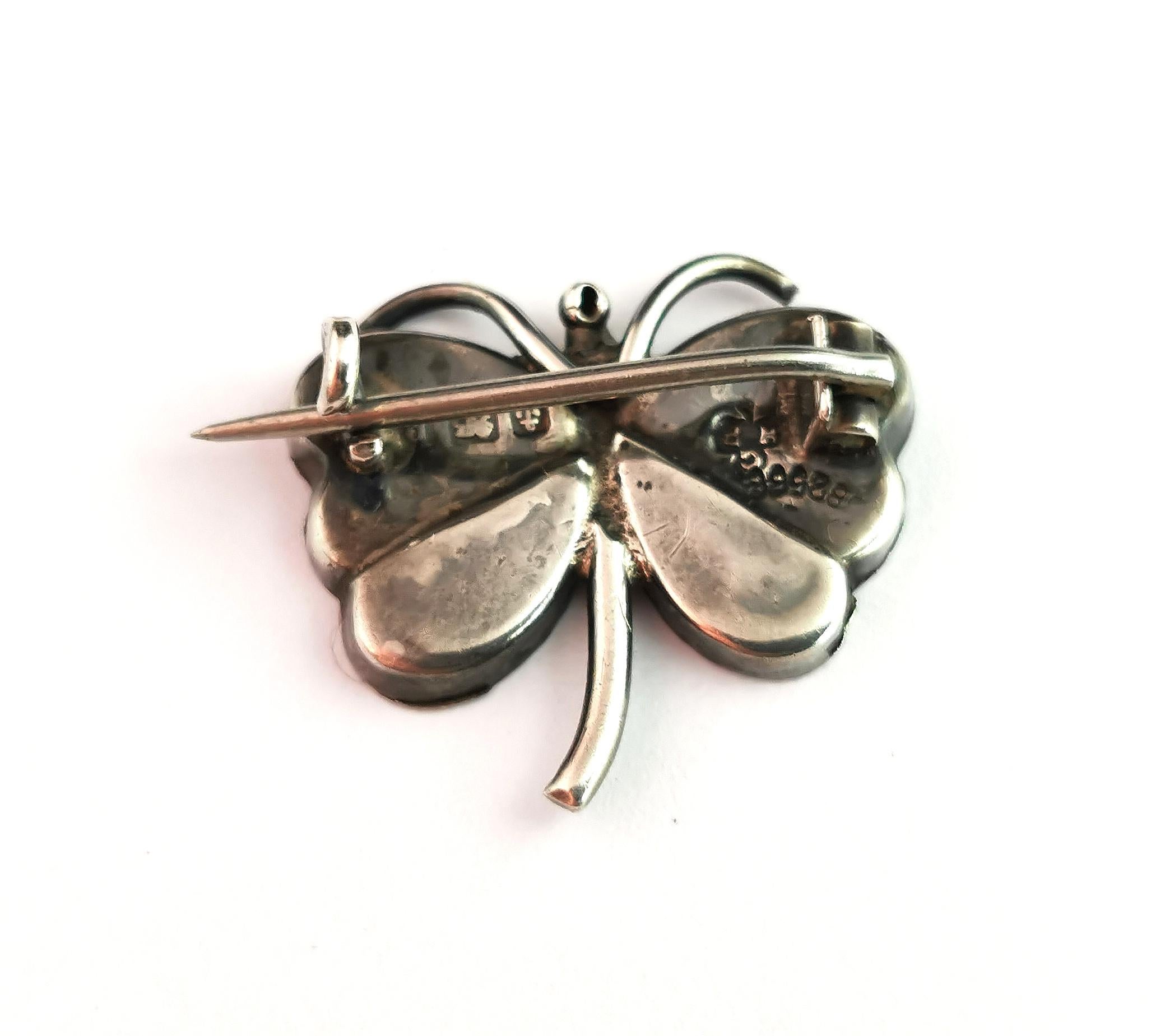 Antique Scottish Agate and Silver Butterfly Brooch 3