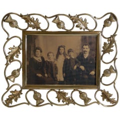 Antique Scottish Brass Photograph Frame, Thistles, circa 1890