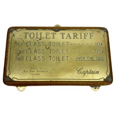 Antique Scottish Brass Toilet Tariff Plaque from Ben Line Steamers Glasgow