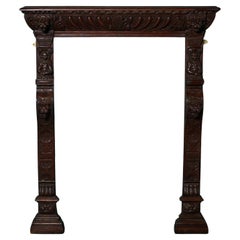Antique Scottish Carved Oak Fireplace