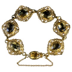 Antique Scottish Citrine 18 Carat Gold on Silver Victorian circa 1880 Bracelet