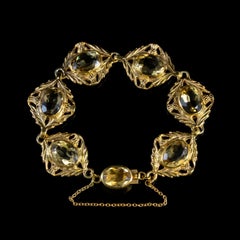 Antique Scottish Citrine 18 Carat Gold on Silver Victorian circa 1880 Bracelet