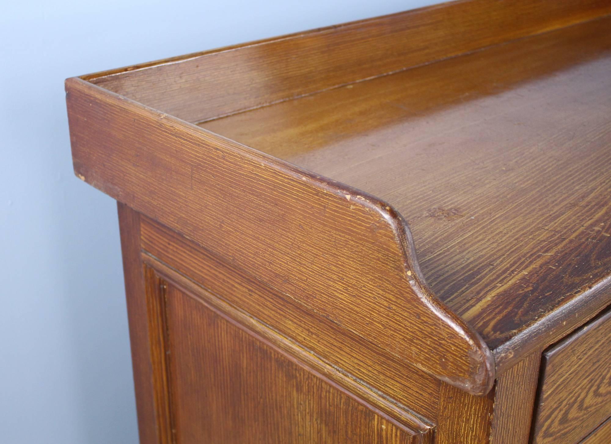 Pine Antique Scottish Dresser Base on Castors, Original Paint For Sale