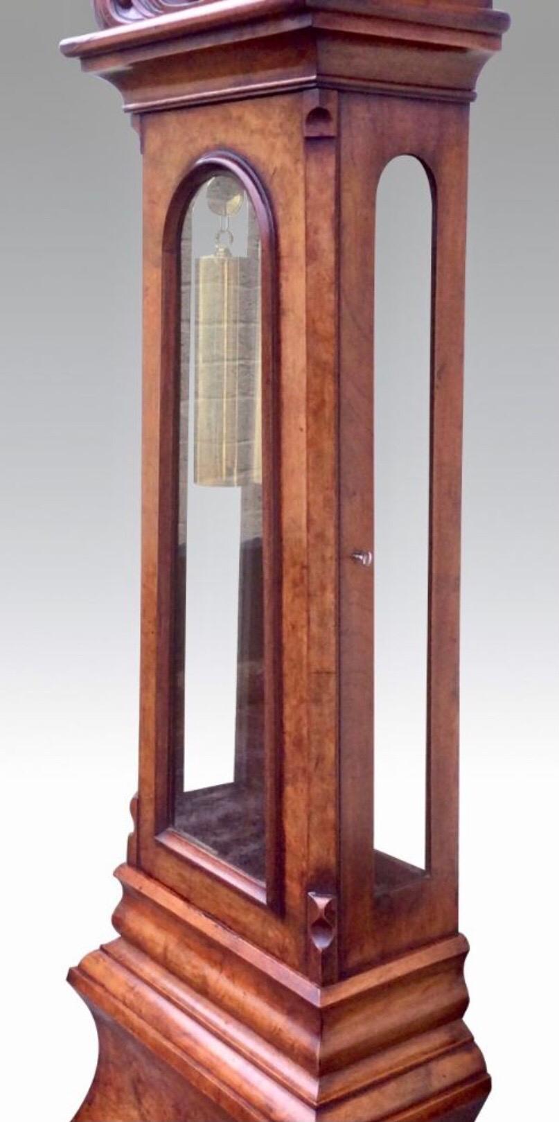 Walnut Antique Scottish Drumhead Longcase Grandfather Clock