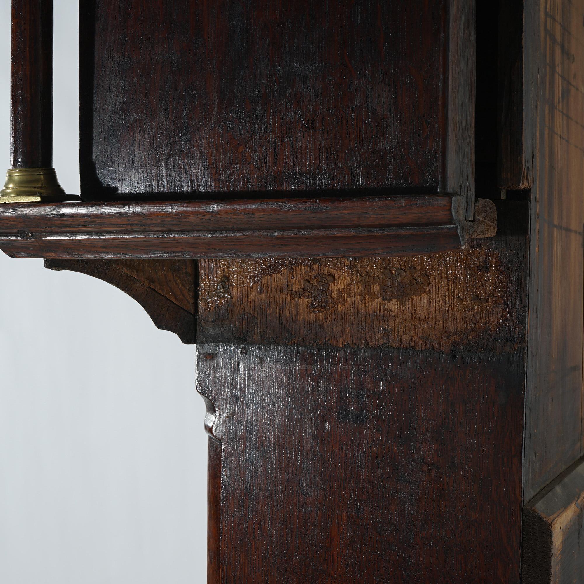 Ancienne horloge de grand-père écossaise de Dunning en chêne et bois de citronnier 19ème siècle en vente 7