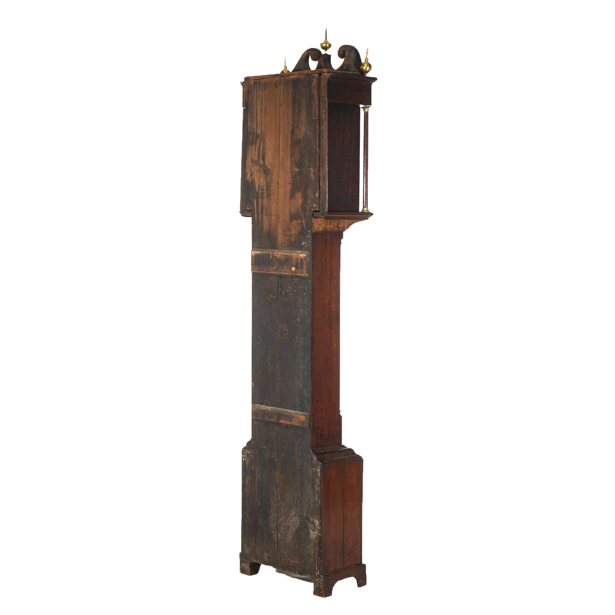 Ancienne horloge de grand-père écossaise de Dunning en chêne et bois de citronnier 19ème siècle en vente 12