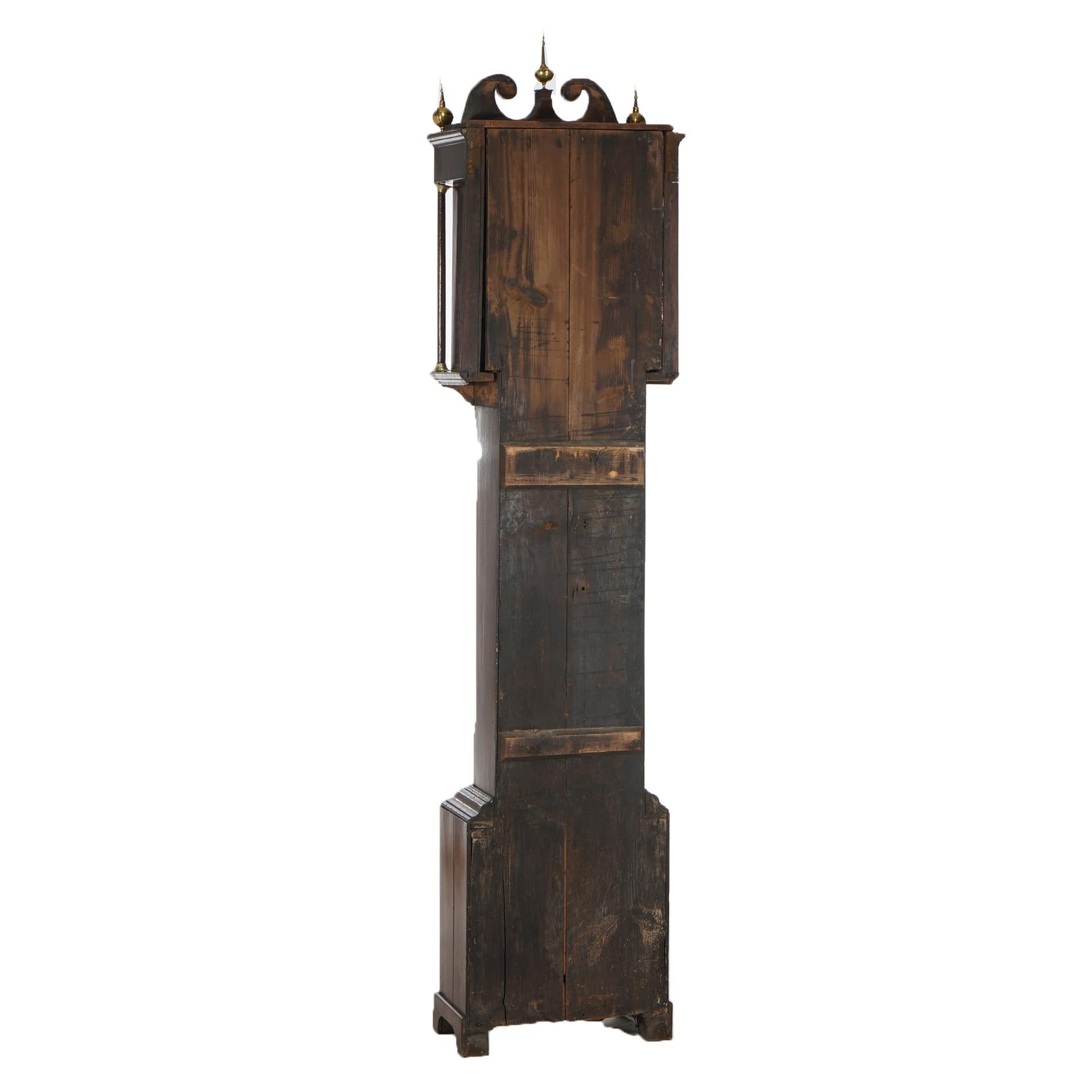 Ancienne horloge de grand-père écossaise de Dunning en chêne et bois de citronnier 19ème siècle en vente 14