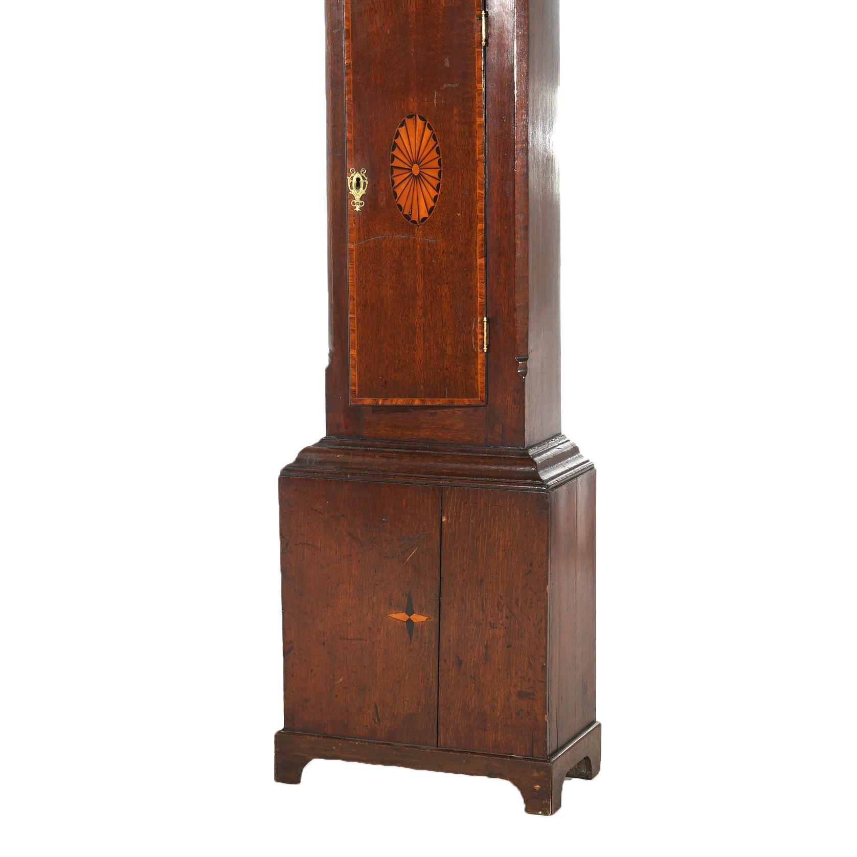 Antique Scottish Dunning Oak & Satinwood Grandfather Clock 19thC 1
