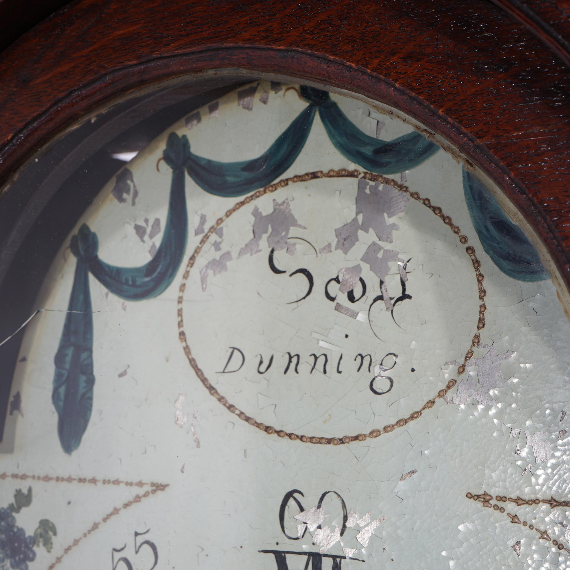 Ancienne horloge de grand-père écossaise de Dunning en chêne et bois de citronnier 19ème siècle en vente 3