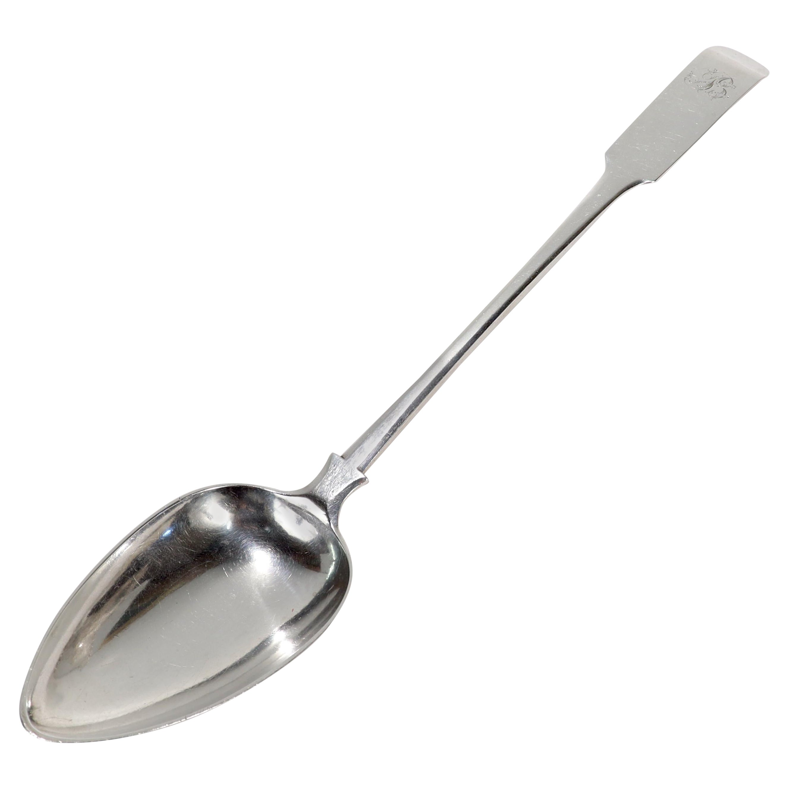Antique Scottish Fiddle Handle Sterling Silver Stuffing Spoon by John Heron