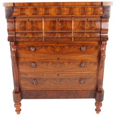 Antique Scottish Flamed Walnut Column Chest Of Drawers, Scotland 1860, B2256