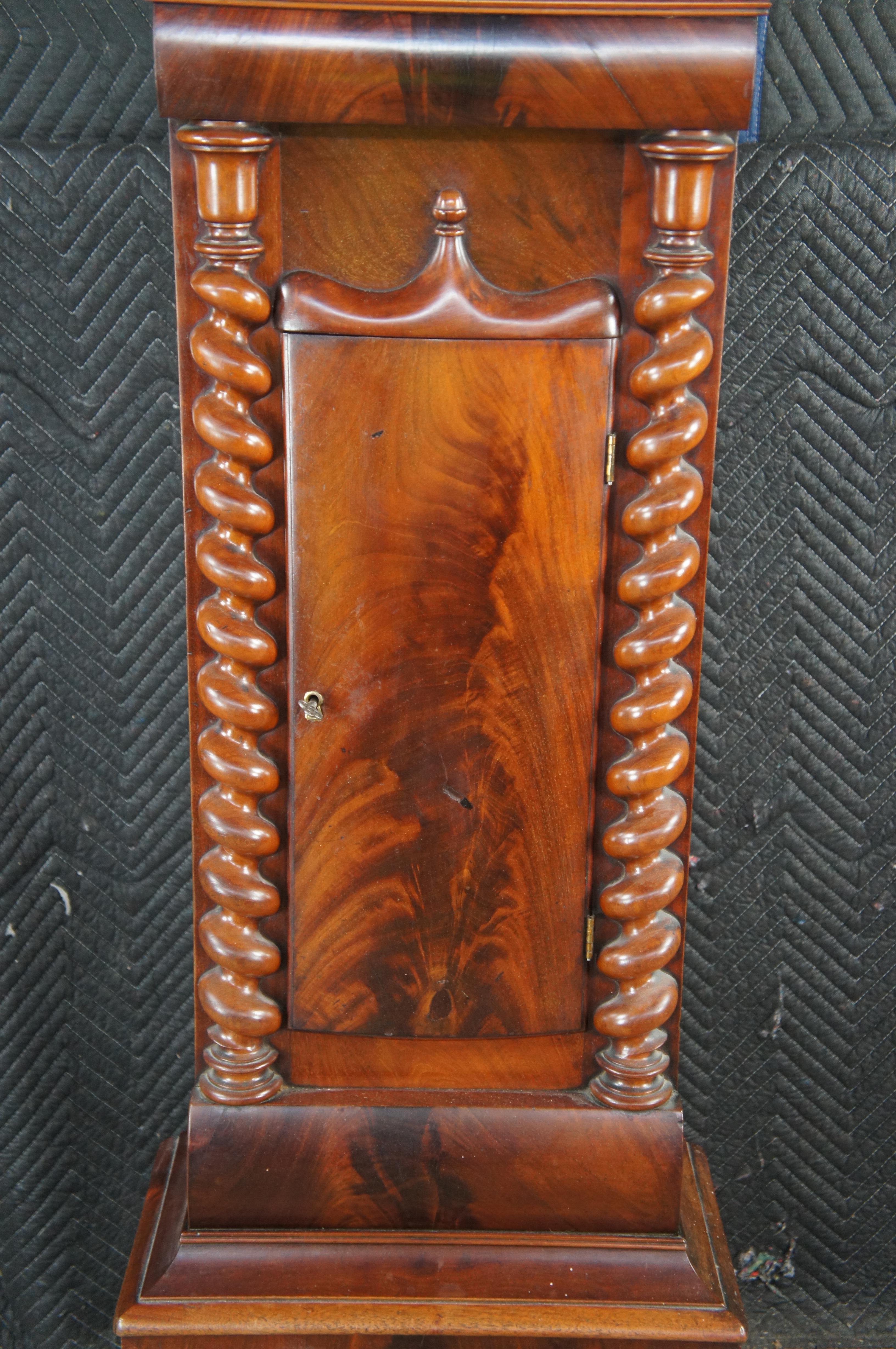 Glass Antique Scottish George Lumsden Mahogany Nautical Tall Case Grandfather Clock For Sale