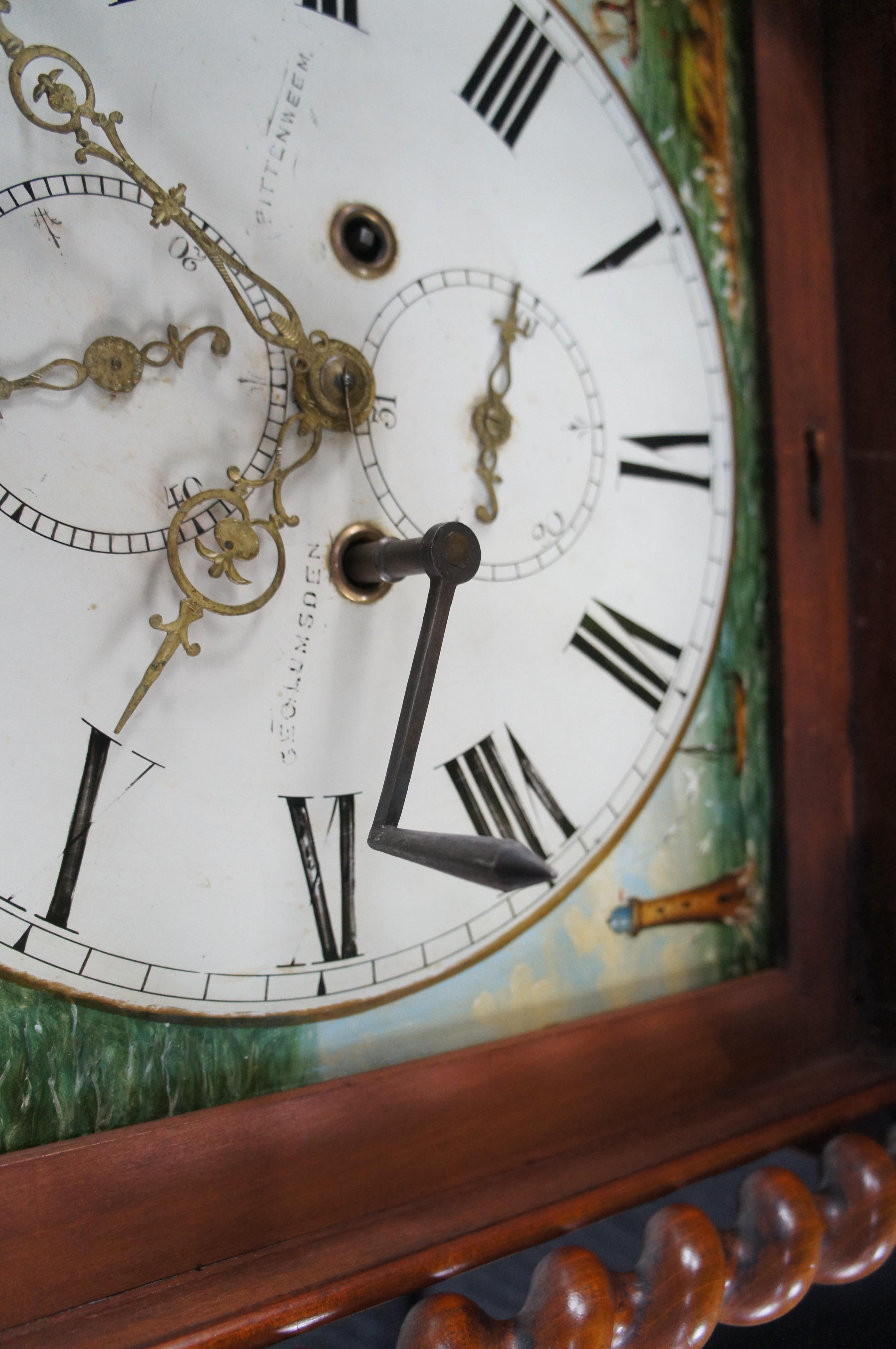Antique Scottish George Lumsden Mahogany Nautical Tall Case Grandfather Clock For Sale 3
