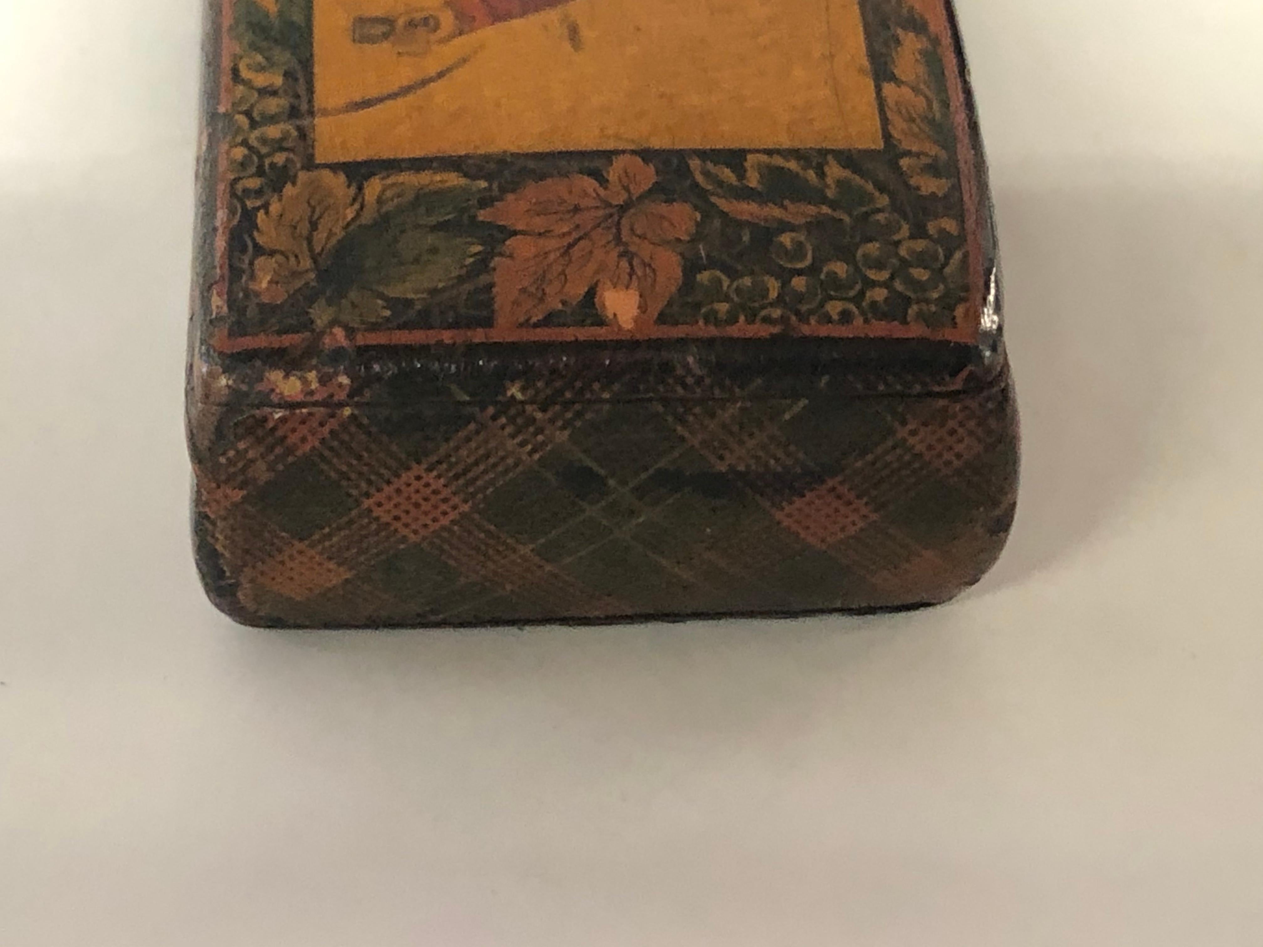 Antique Scottish Hand Decorated Rare Tartan-Ware Wooden Snuff Box 5