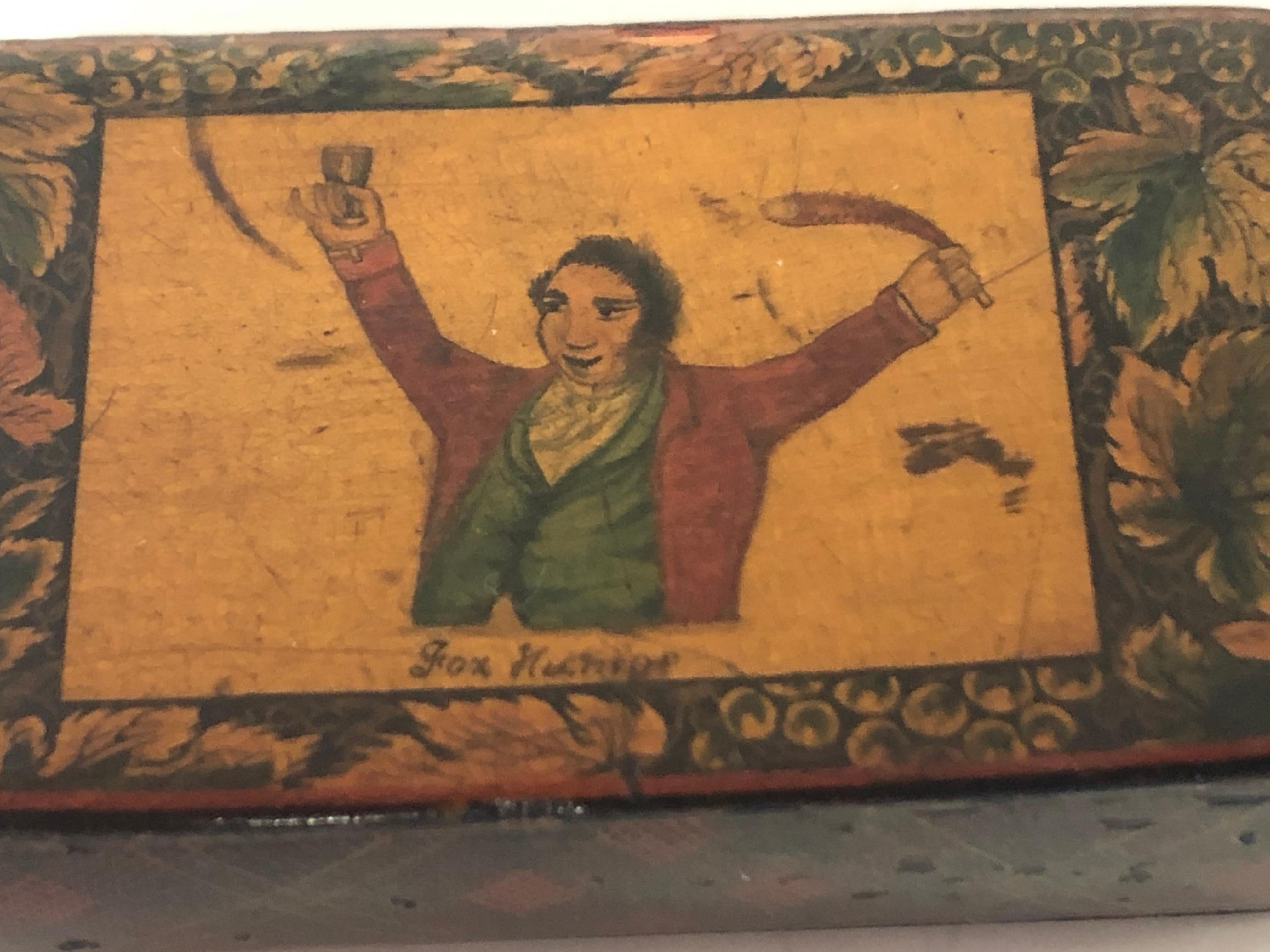 Rare antique Scottish hand decorated tartan-ware wooden snuff box
