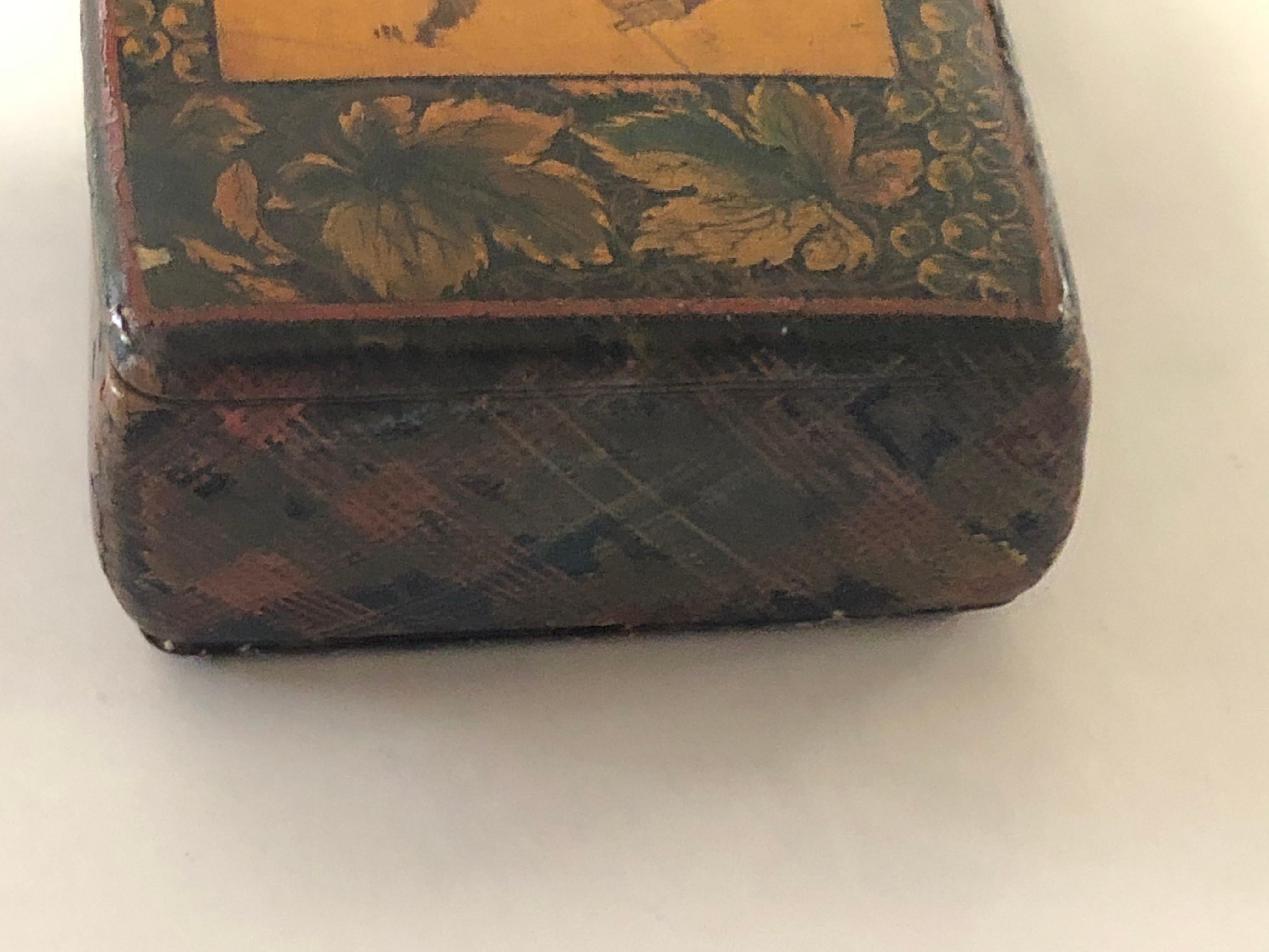 Antique Scottish Hand Decorated Rare Tartan-Ware Wooden Snuff Box 3