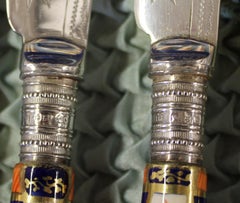 Antique Scottish Hand Engraved Silver Plate Hand Painted Imari Decor Fish Eaters