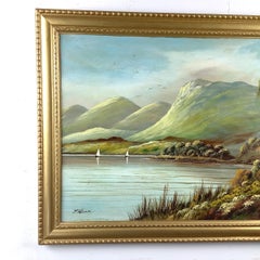 Antique Scottish Highland Loch Landscape Oil Painting, Signed J. Kellog