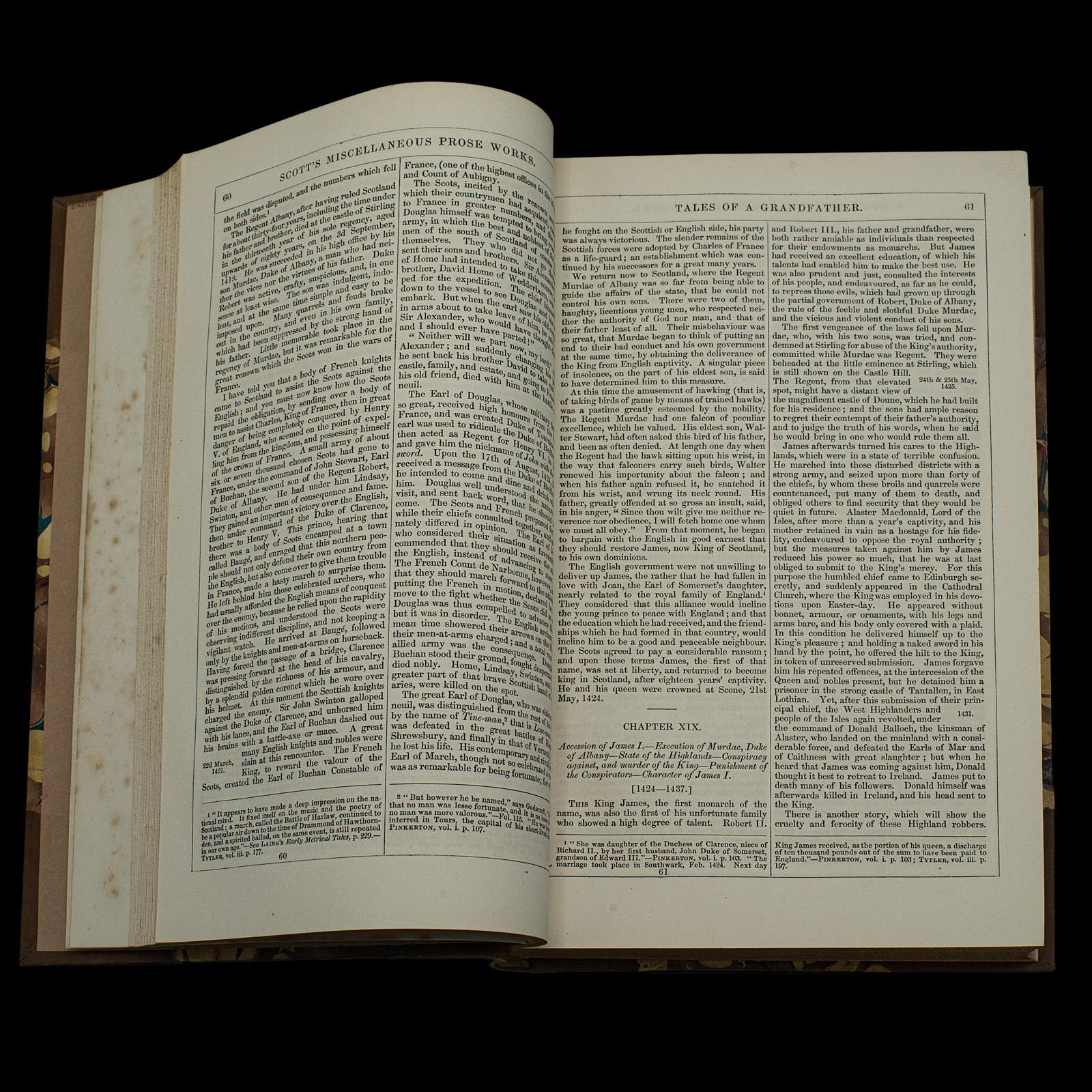 XIXe siècle Livre d'histoire écossaise ancien, Contes d'un grand-père, Walter Scott, Victorien en vente