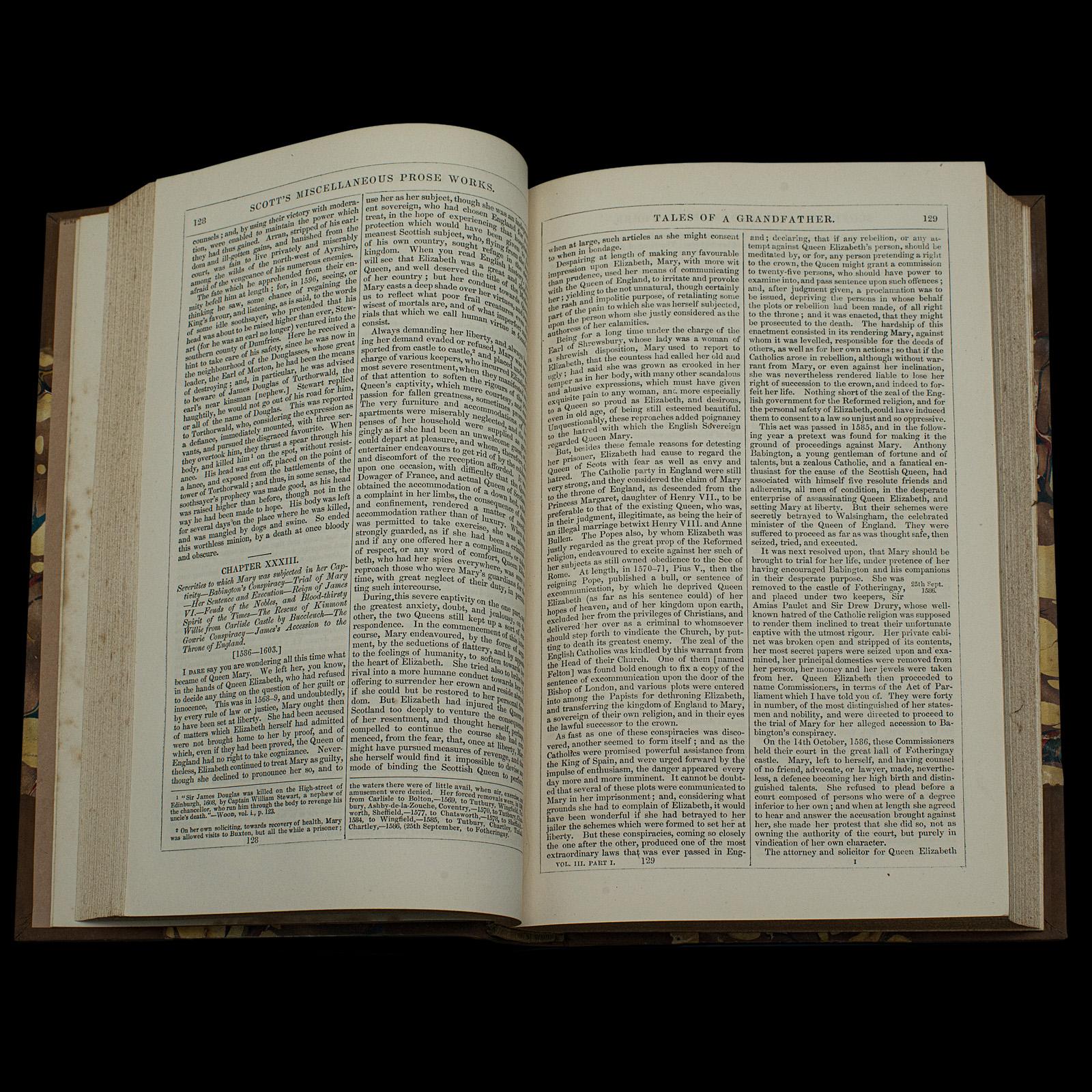 Papier Livre d'histoire écossaise ancien, Contes d'un grand-père, Walter Scott, Victorien en vente