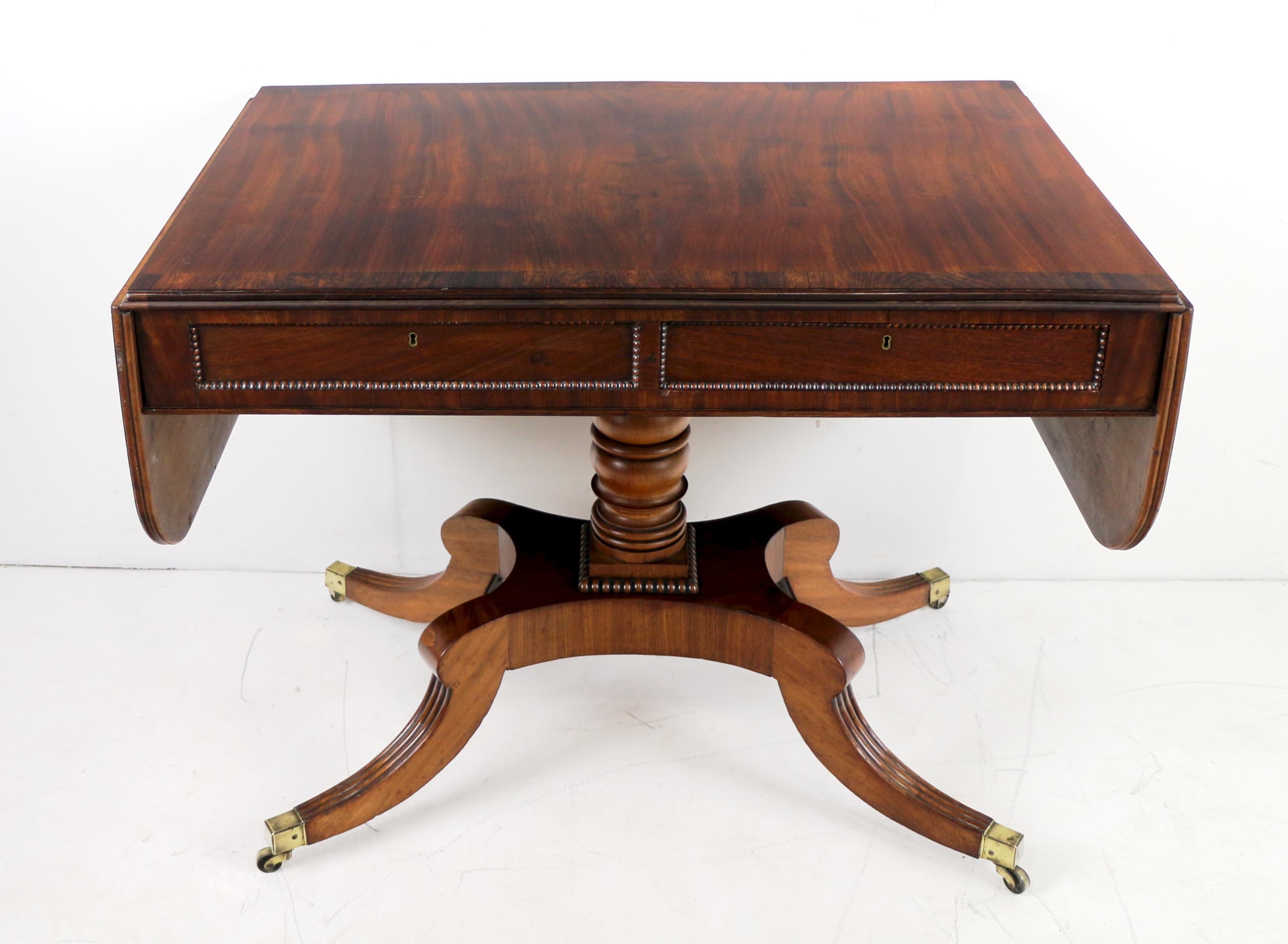 Ancienne table de canapé écossaise à bandes croisées en acajou et bois de rose Bon état - En vente à Glasgow, GB