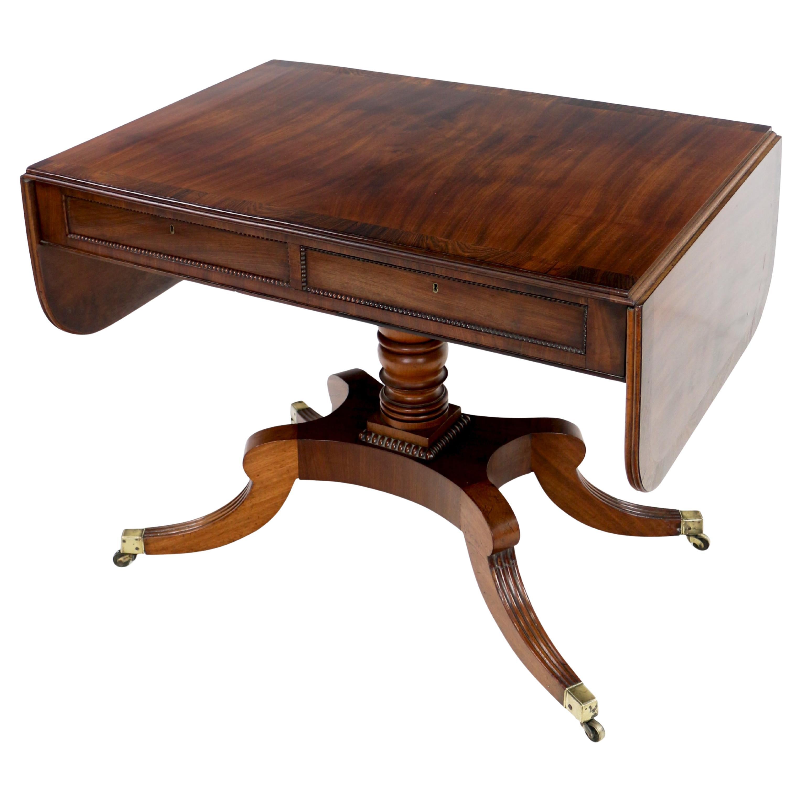 Antique Scottish Mahogany & Rosewood Crossbanded Sofa Table