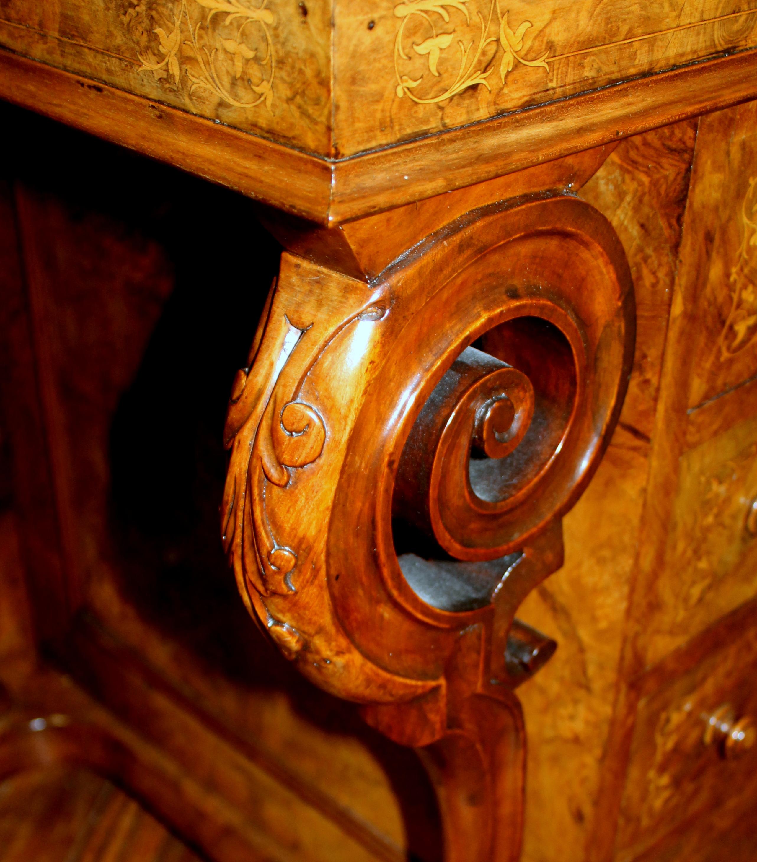 Antique Scottish Marquetry Inlaid Burr Walnut Davenport or Ship Captain's Desk 5
