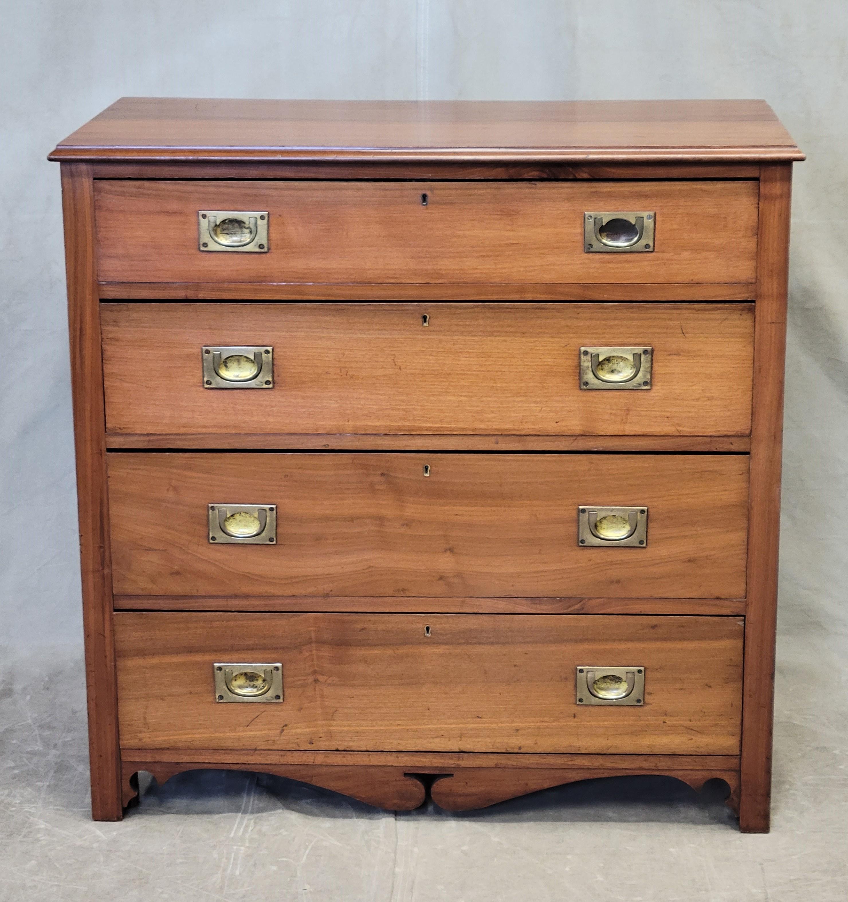 Antique Scottish or English Campaign Butler's Desk Chest of Drawers In Good Condition For Sale In Centennial, CO