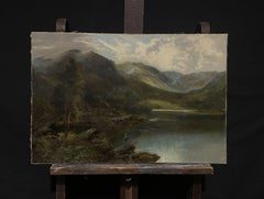 Large Scottish Highlands Loch Landscape, 19th century Victorian Oil Painting