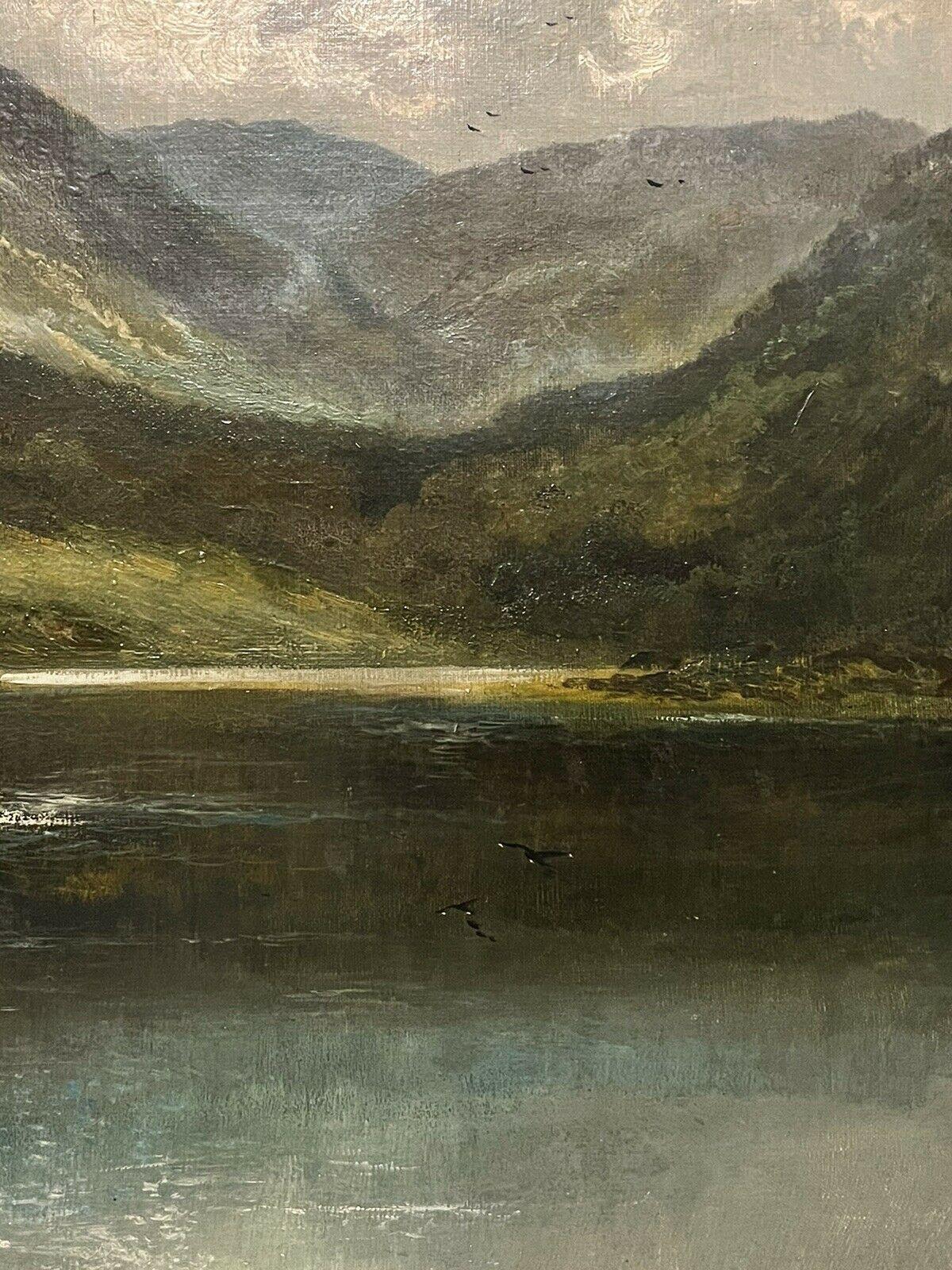 Large Scottish Highlands Loch Landscape, 19th century Victorian Oil Painting 4