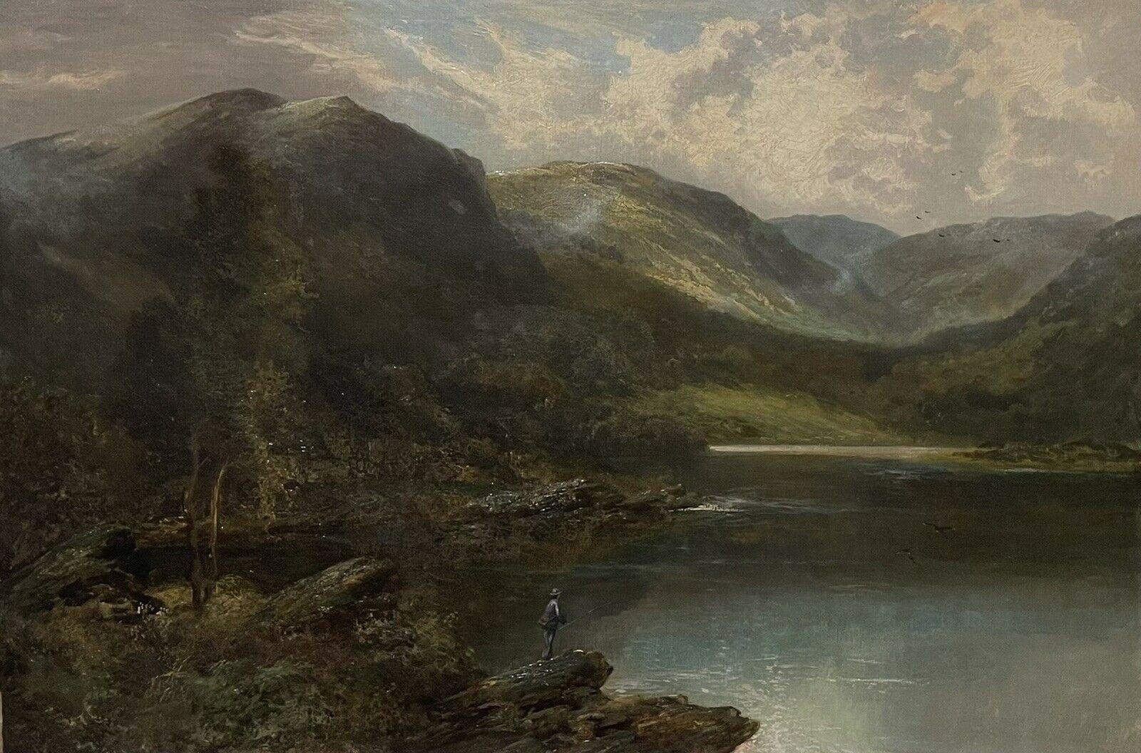Antique Scottish Landscape Painting - Large Scottish Highlands Loch Landscape, 19th century Victorian Oil Painting