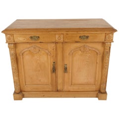 Antique Scottish Pine Farmhouse Kitchen Sideboard Cupboard, Scotland 1880, B2133