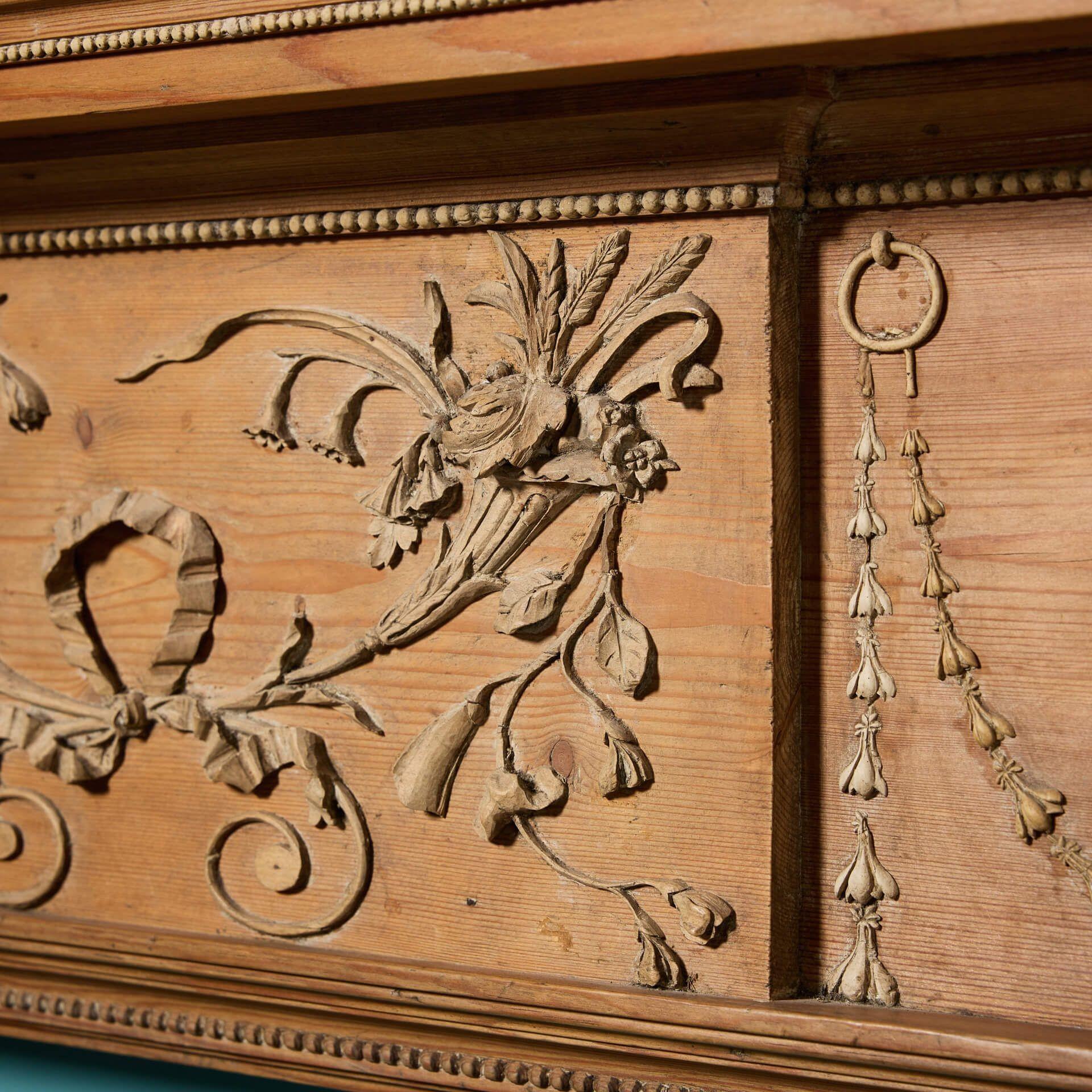 Antique Scottish Pine Robert Adam Style Fire Surround For Sale 1