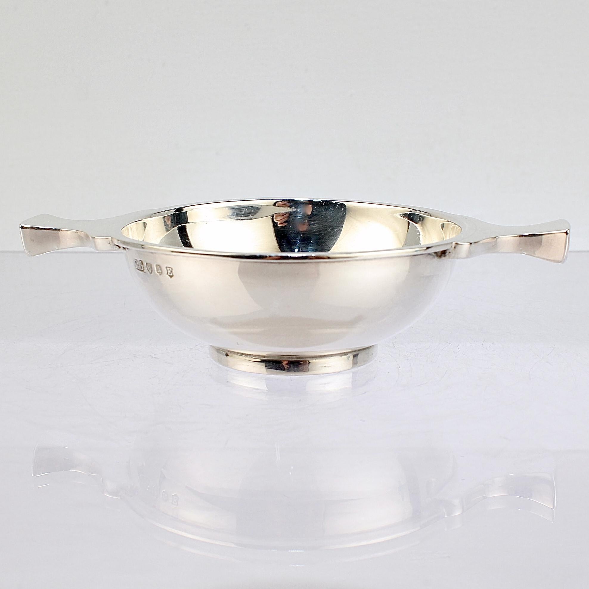 A fine Scottish quaich.

In sterling silver.

Smithed by Robert Sawers of Edinburgh in 1901.

The quaich is a 2-handed drinking cup or bowl that was traditionally used to drink whiskey or brandy. 

Simply a wonderful piece of Scottish