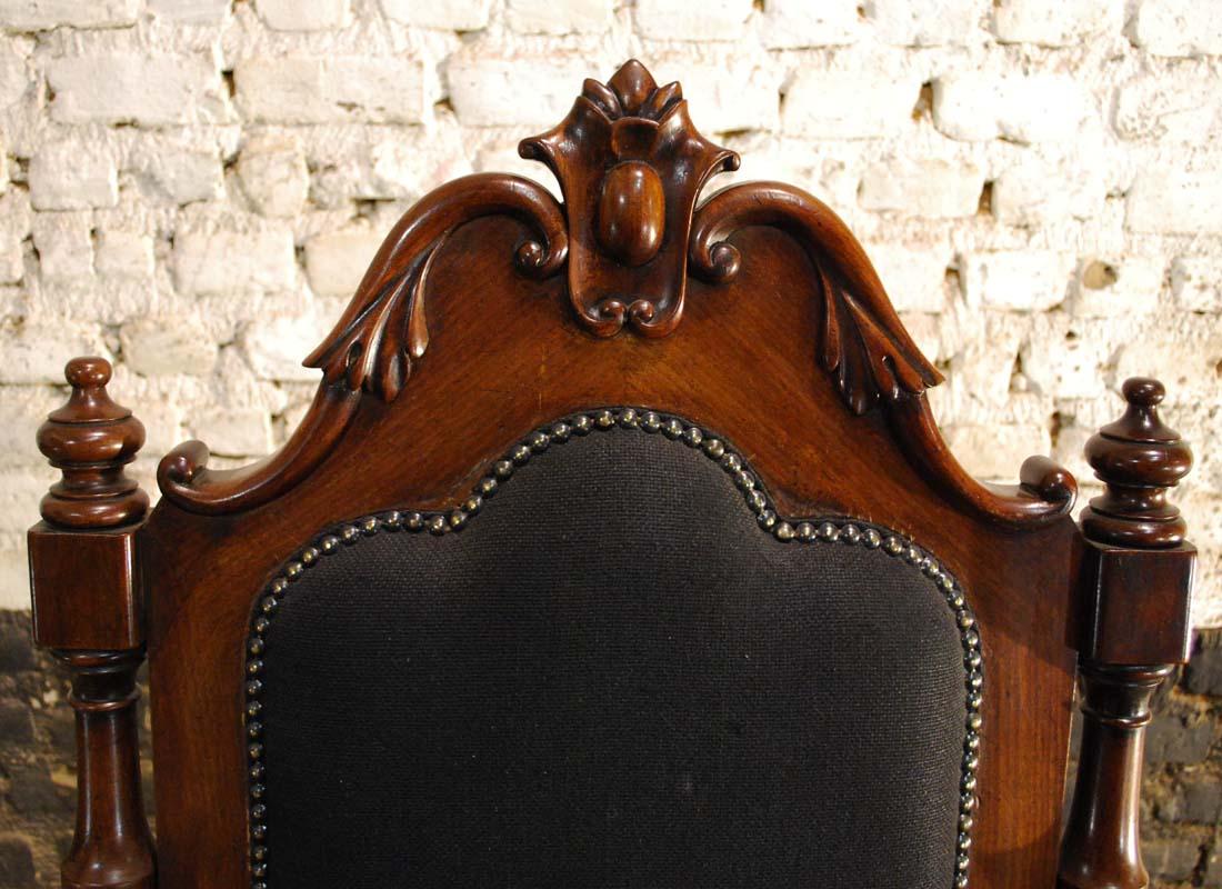 19th Century Antique Scottish Regency Hand Carved Mahogany New Upholstered Armchair For Sale